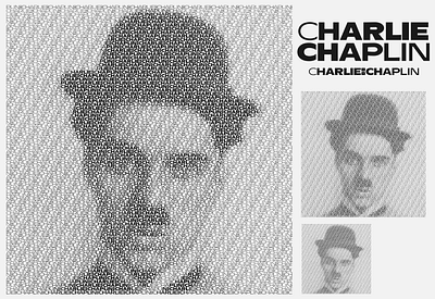 "CHARLIE CHAPLIN" with variable font as pseudo haltone effect branding design font halftone illustration svg typography variable font