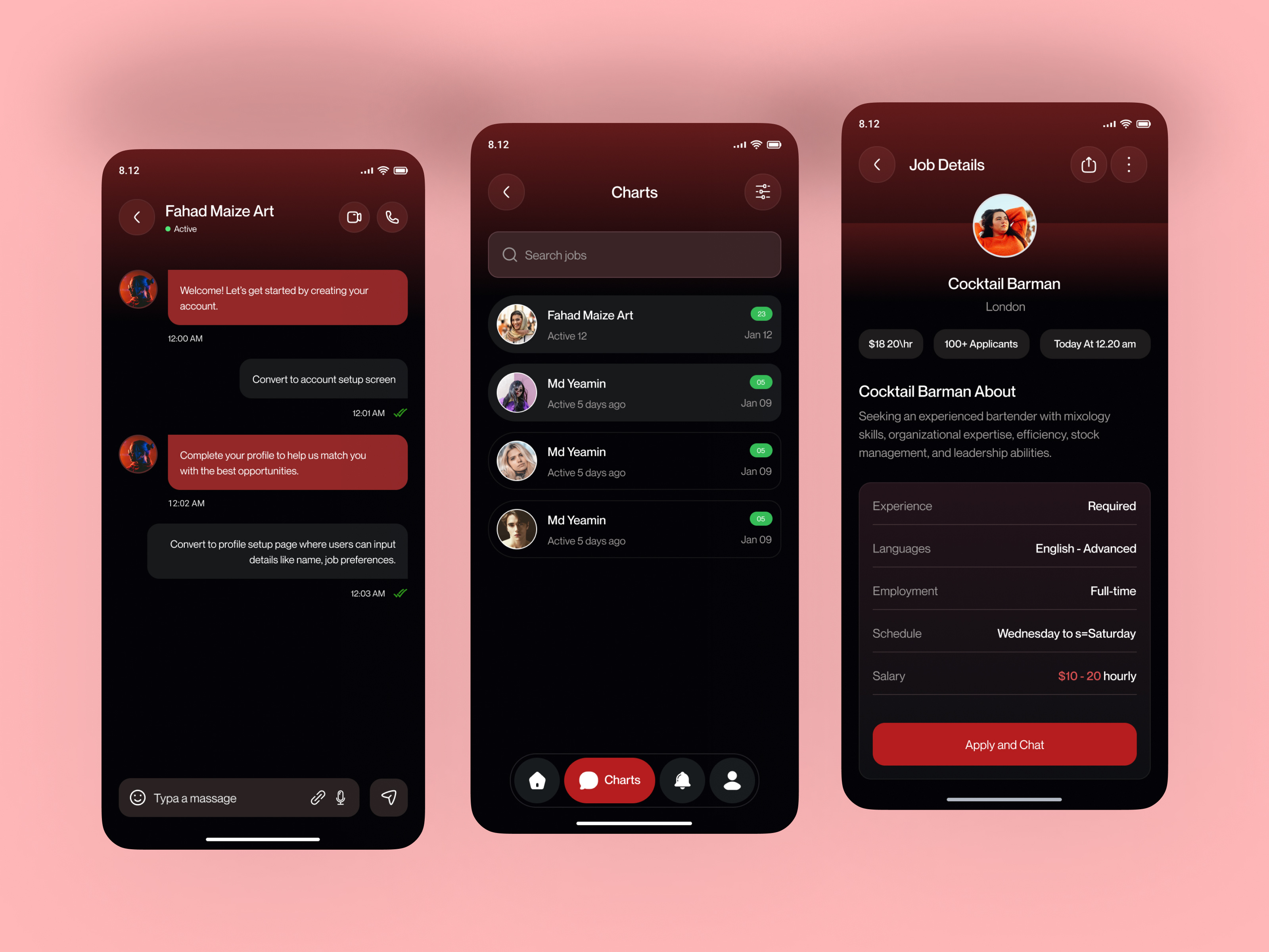 Job Finder Mobile App app design job board job details job finder job finder app job finder mobile app job management job portal job search mobile app list job mobile ui design