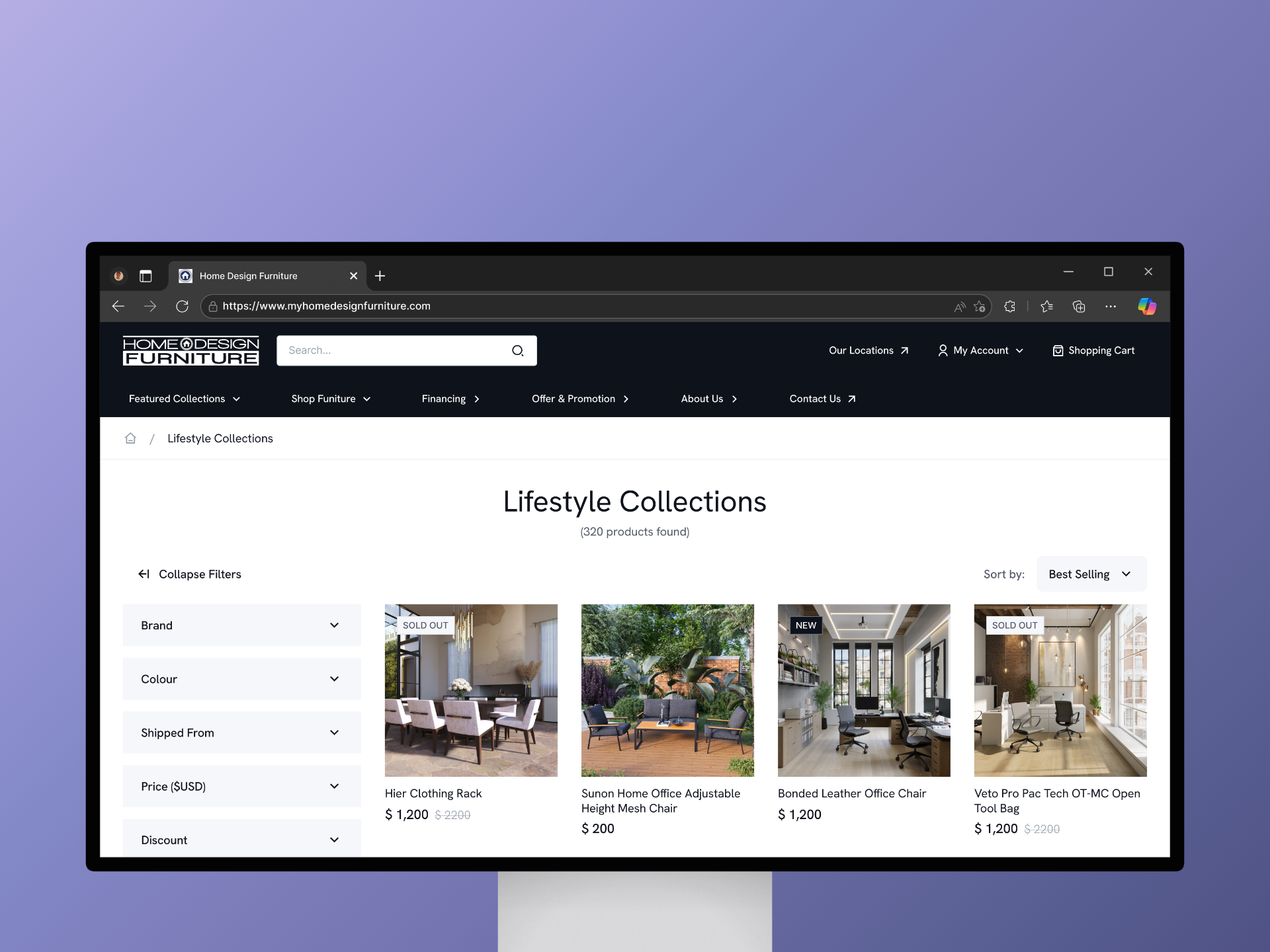 In-Page (Lifestyle Collections) | eCommerce b2csaas cart clean ecommerce fashion store filter item landing page marketplace modern online store retails sell shop startup ui design uiux web design website