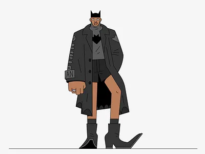 BTMN-WIP.02 batman boots btmn character character design coat concept design hype illustration male man model outfit ring streetwear urban vector wip