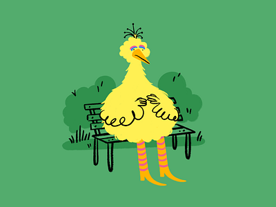 Big bird, bigger problems 🐤 bench big bird design doodle funny illo illustration lol meme sketch