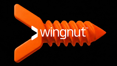 Wingnut—Logo for Marketing Agency bolt branding logo minimalist motion graphics orange rotate screw simple twist wingnut wordmark