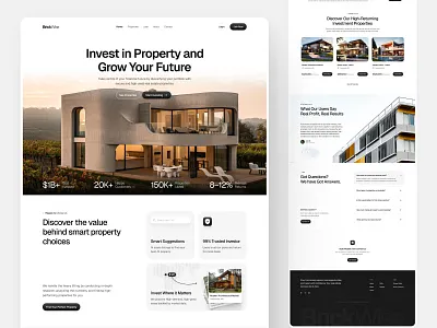 BrickWise -Investment Landing Page branding figmaexpert financeapp herosection homepagedesign investmentplatform landingpage propertyinvestment propertywebsite realestate realestateapp realestatelandingpage realestatemarketing realestateui startupui ui visualdesign webdesign