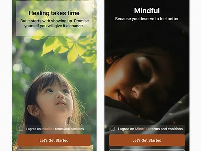 Mindful Onboarding – Emotional UX for Mental Health Apps brown ui freelance healing mental health mobile app product design ui ux