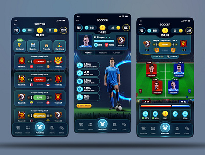 Mobile Game UI Design for Soccer App 2d 3d design football game design mobile mobile app mobile game mobile ui soccer sports ui