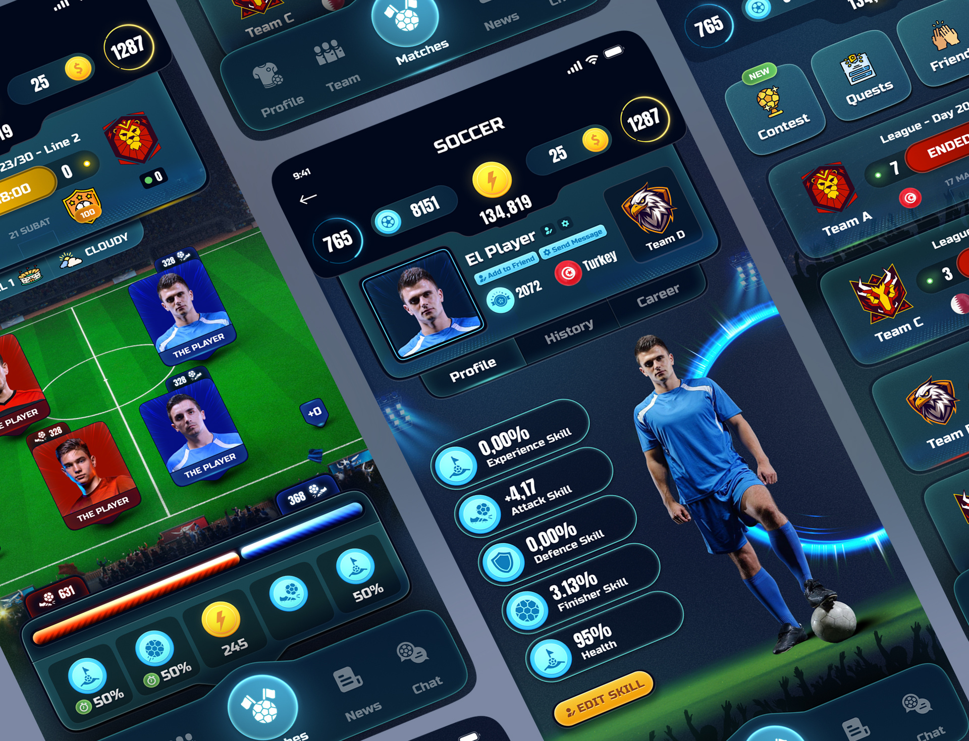 Example of Game Mobile App Design 5 Screens