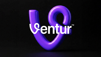 Ventur—Logo for a SaaS 3d branding line logo minimalist monogram motion graphics purple saas simple startup travel v logo