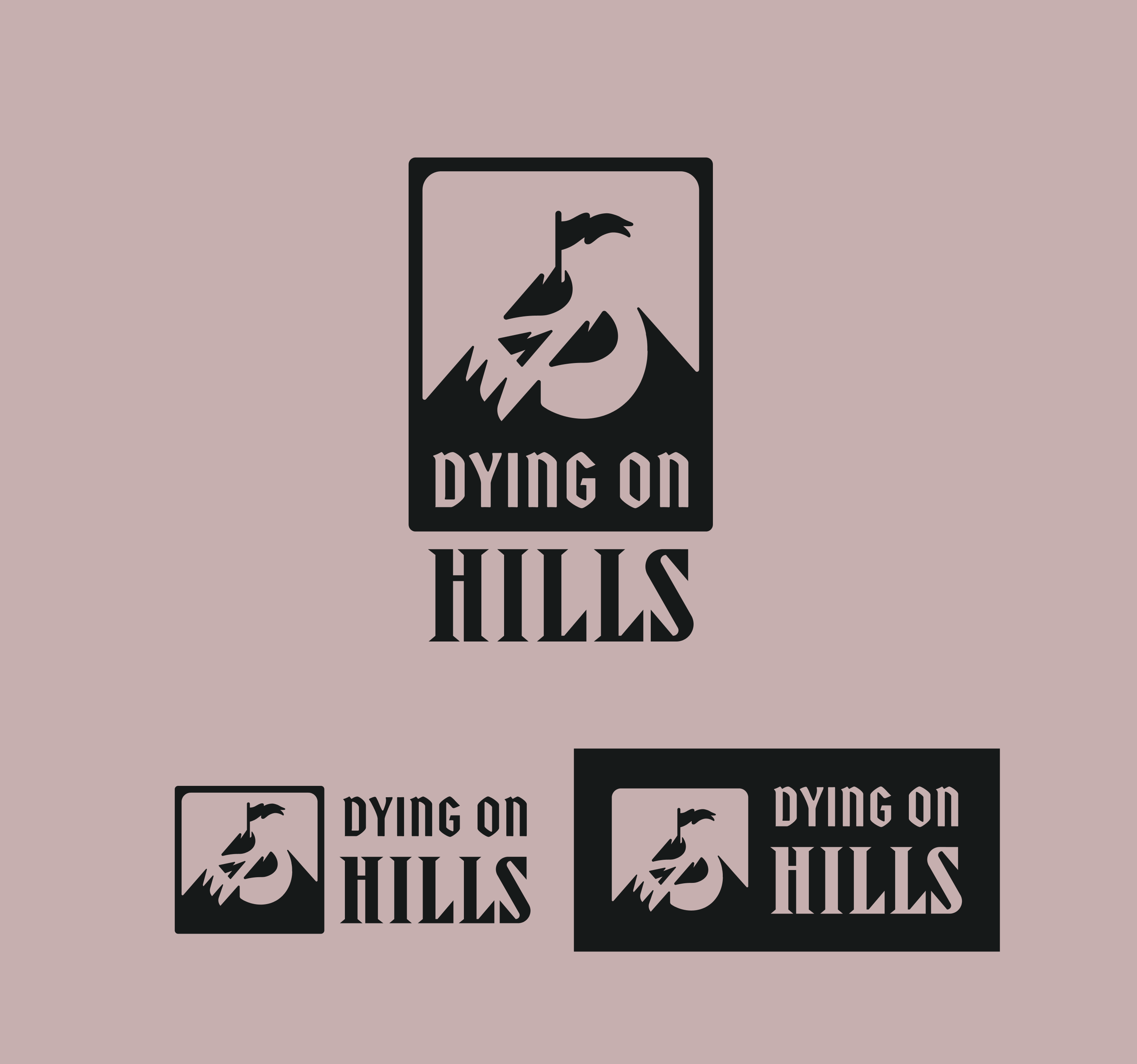 Dying on hills branding flag illustration logo metal mountain outdoors skull snow