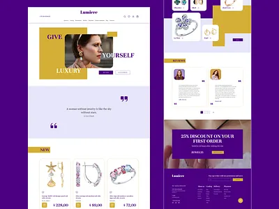 Main page "Lumiere" aestheticdesign designforbusiness figmadesign jewelry jewelrydesign jewelrystore luxurywebdesign onlinestore purplepower shopdesign ui ux uxui yellowpop