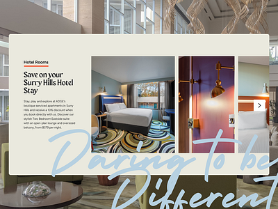 Hotel Rooms Section about boutique hotel images interaction interface landing page layout ui ux website