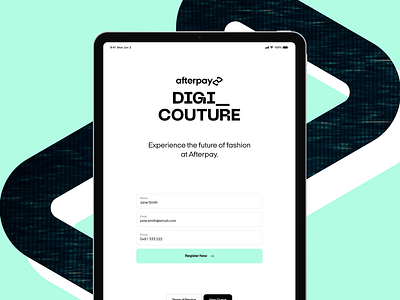 Afterpay Register Page afterpay app fashion week interaction interface login register sign in tablet ui ux