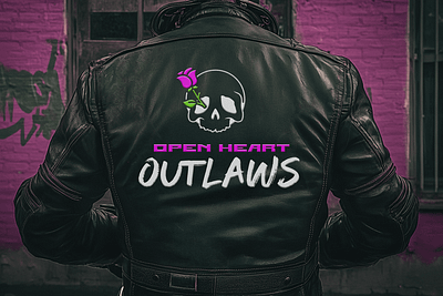 Non-Profit Leather Jacket biker branding design edgy graphic design leather jacket mockup motorcycle non profit outlaw skull