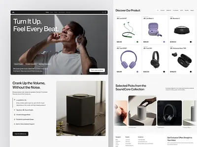JBL - Digital Marketplace Landing Page accessories audio e commerce earphone ecommerce headphone headset landing page market marketplace online shop product shop shopify sound store ui ui design web design website