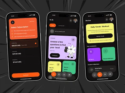 Language Learning App android app app design app interaction audio design education elearning game interaction interface ios language learning app mobile app motion tutorial ui uiux ux videos