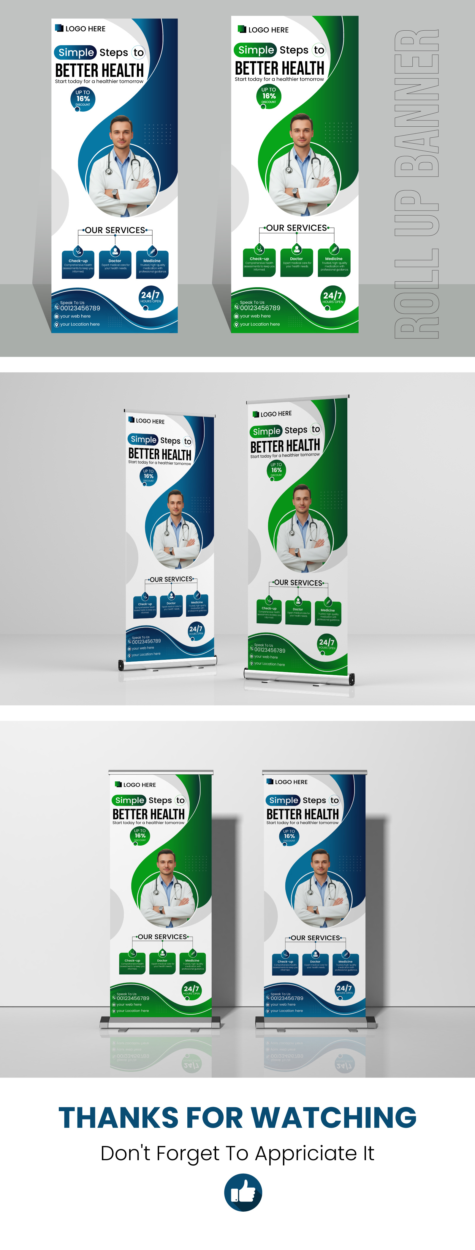Medical Roll-up Banner Design | Healthcare Standee creative