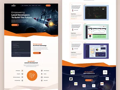 Landing Page design for Laravel Developers Agency concept design design figma graphic design illustration landing page design laravel laravel developers one page website design photoshop ui web agency web developers website design