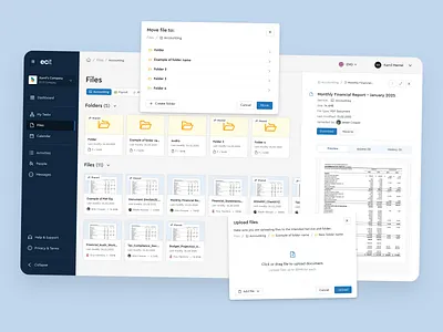 Customer Facing Portal - Files concept file management files organization payroll preview report storage ui upload