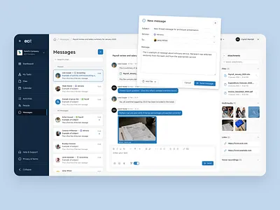 Customer Facing Portal - Communication That Feels Effortless attachment chat chat bubbles communication conversation layout messages post preview