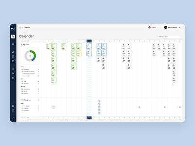 Customer Facing Portal - Calendar calendar graphs layout metrics organize plan planner planning statictics ui ux