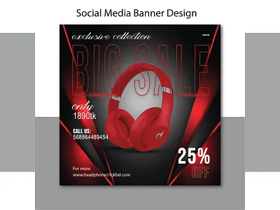 Social Media Banner Design bannerdesign design dribbbleshots ecommercedesign graphic design graphicdesign headphonepromo photoshop socialmediadesign