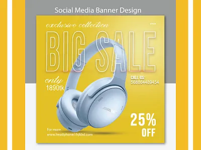 Social media banner design design graphic design headphonepromo salebanner socialmediadesign