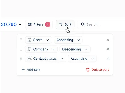 Sort popup menu lemlist