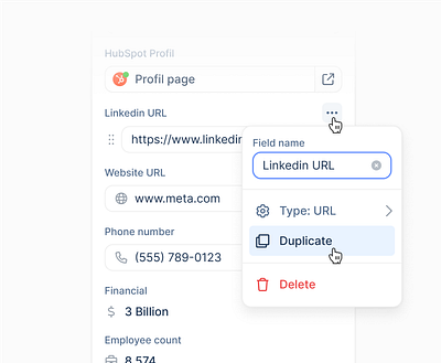 Option popup menu lemlist