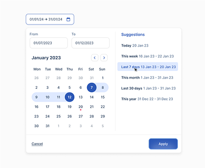 Calendar component lemlist