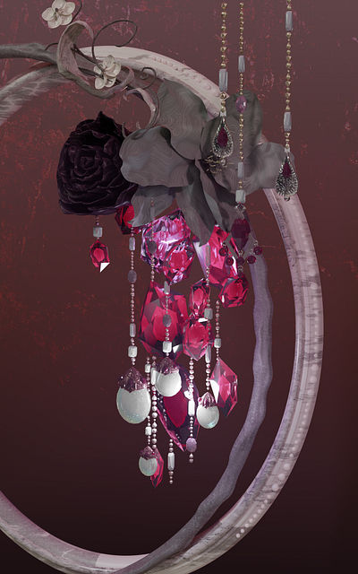Fantasy Jewelry Concept 3d blender concept art cycles flowers gems jewelry jewelry design visual art