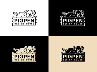 Pigpen Design House 2d branding concept design dribbble farm graphic design icon identity illustration inspiration inspo logo pen pig sticker texas vector