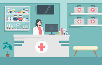 Apothecaries Healthcare Environment activity character flat design graphic design health healthcare illustration medicine vector wallpaper
