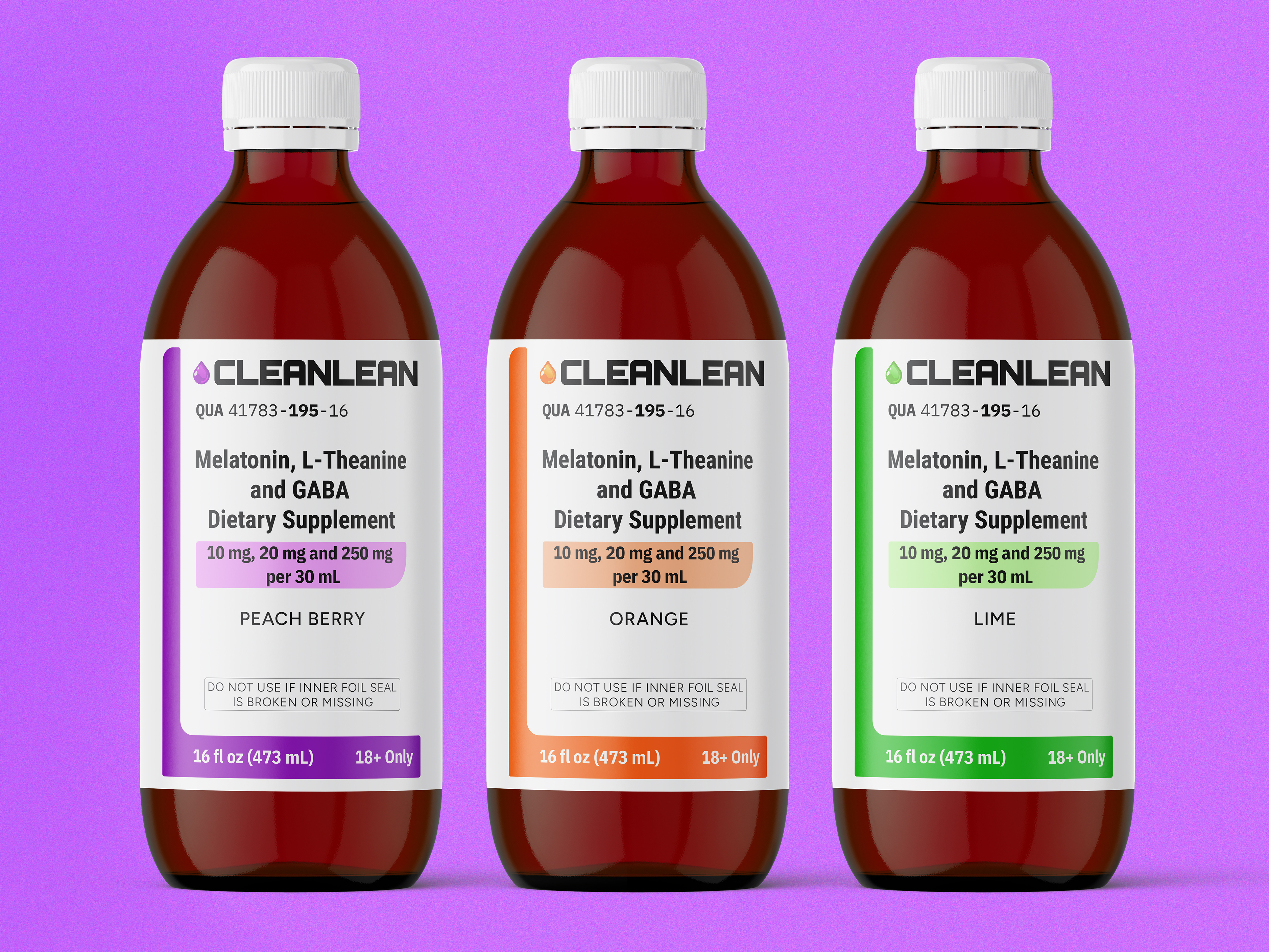 Cleanlean advertising bottle brand identity branding dietary supplement drink graphic design health logo logotype pack packaging poster purple syrup visual identity