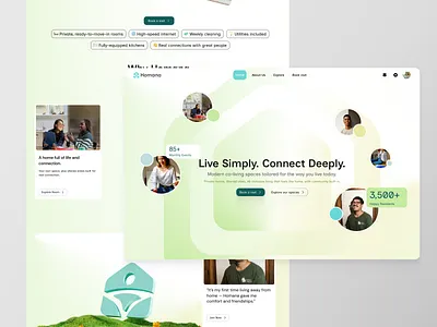 Homana - Co-living Website Landing Page coliving community figma homepage landingpage realestate ui uidesign uiux ux webdesign webdesigner