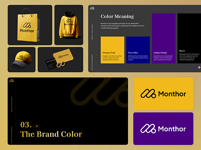 Monthor - Automotive Brand Guidelines - Brand Color board brand book brand deck brand guidelines brand identity branding clean dashboard graphic design guidelines logo concept logo style guide minimalist modern pattern pitch deck presentation style guide ui yellow