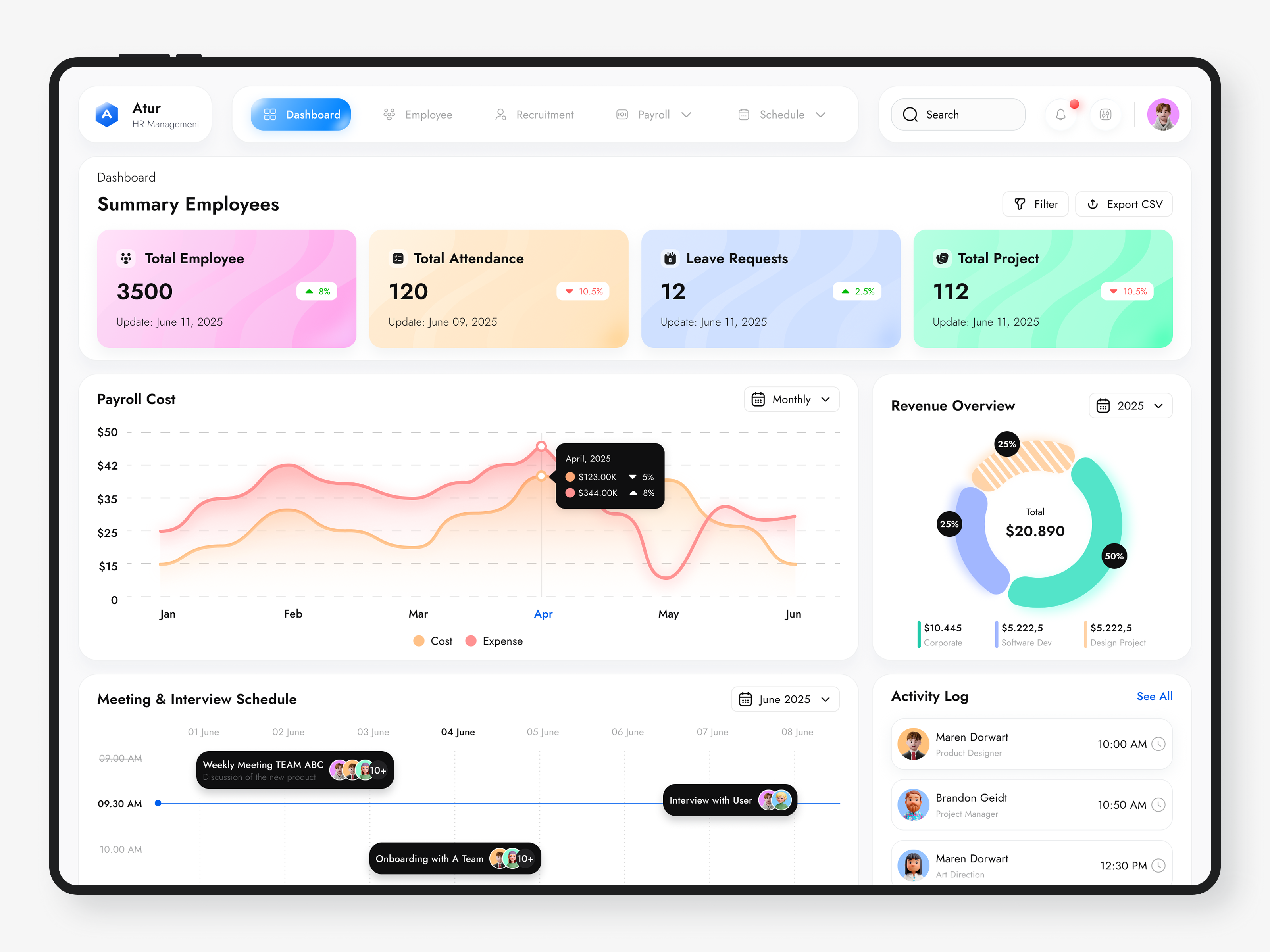 Atur - HR Dashboard Management 3d animation app branding dashboard design graphic design illustration logo management minimal mobile design mobile ui motion graphics ui ux