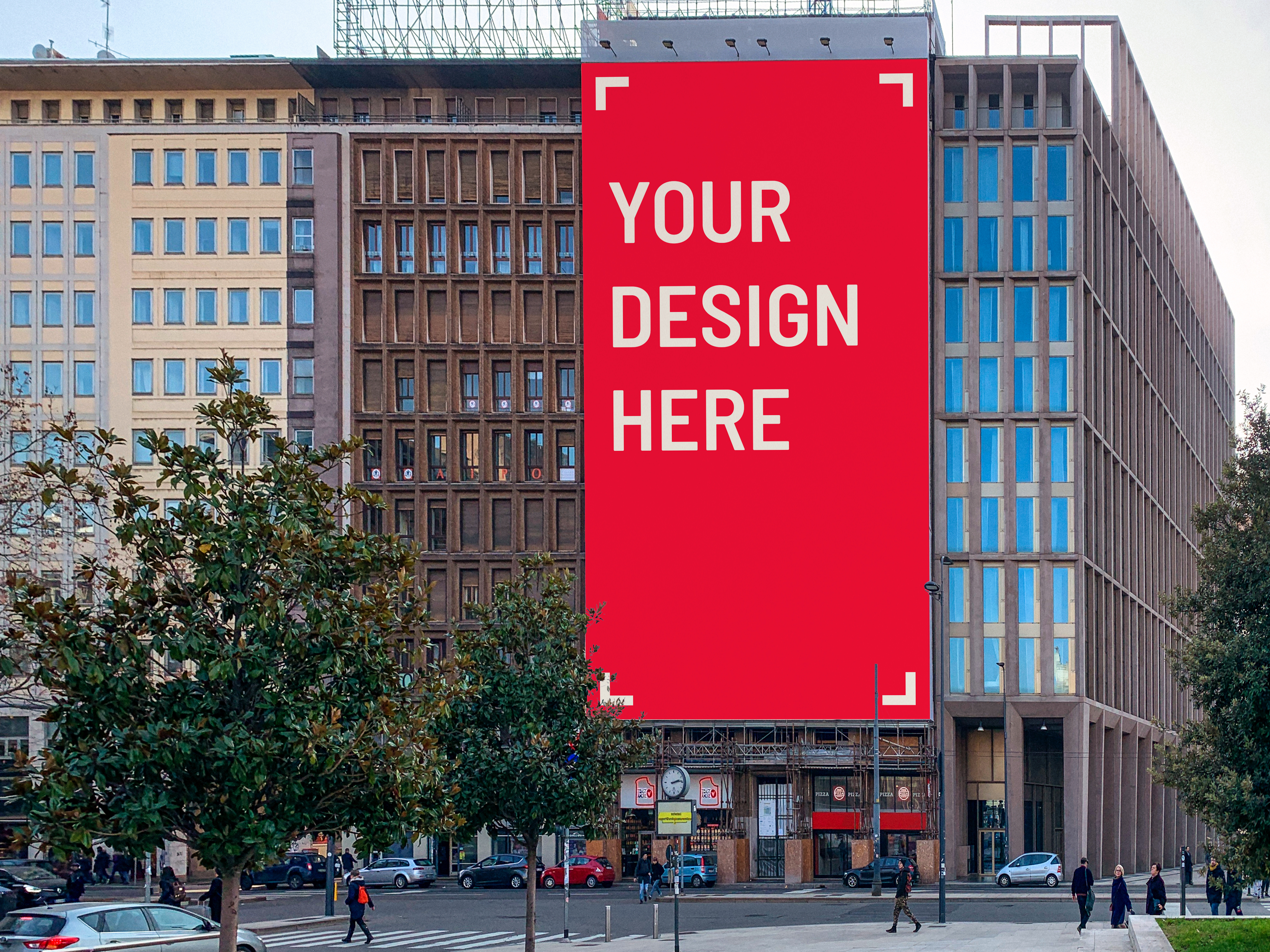 Building Sign Mockup ad advertising building download facade italy milan mock up mockup psd sign signage signboard