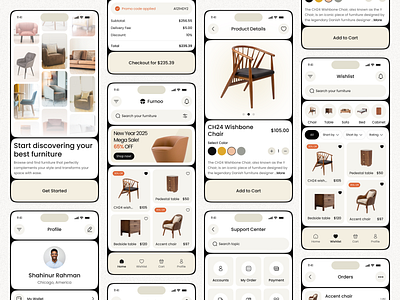 Furniture Mobile App app design colorful delivery e commerce app ecommerce furniture furniture app online online shop online shopping online store popular design product shahinurstk02 shopping app sofa store uiux design