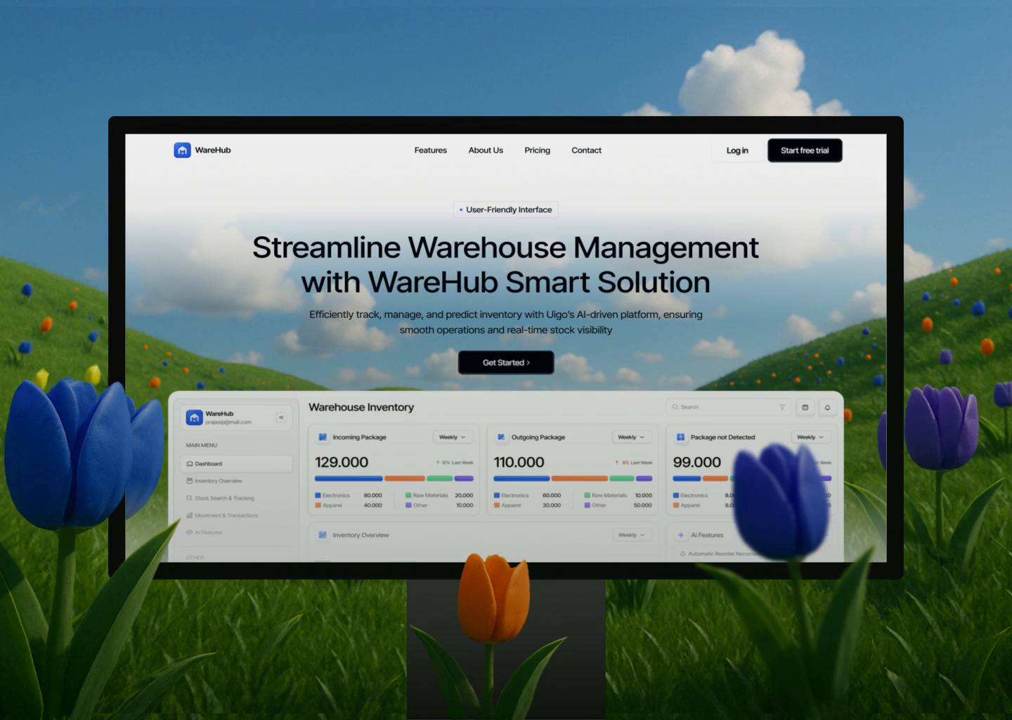 Example of Warehouse Inventory Landing Page