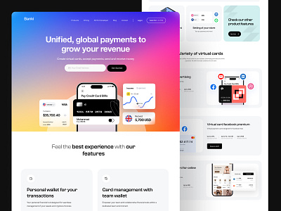 Fintech SaaS Website Design bank banking website finance finance solution fintech gradient website landing page money management payment card payment getway saas saas design saas web uiux virtual card web design
