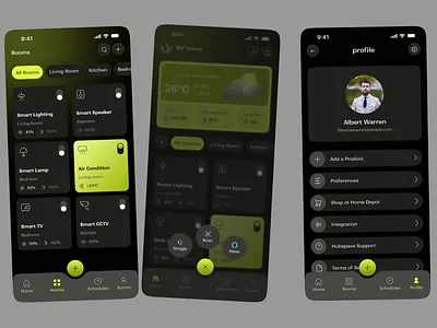 Smart Home Mobile App Screen app app design home automation home temperature light control mobile app remote control smart device smart home smart home app smart home mobile smarthome smarthome app ui