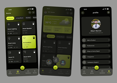 Smart Home Mobile App Screen app app design home automation home temperature light control mobile app remote control smart device smart home smart home app smart home mobile smarthome smarthome app ui