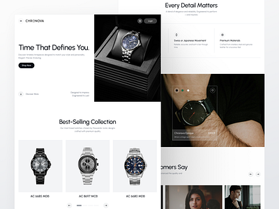 Chronova – Premium Watch E-commerce Landing Page design ecommerce ecommerce website landing page landingpage marketplace online shop saas shop shopping smart watch ui uidesign uiux ux uxdesign watch web design website website ecommerce