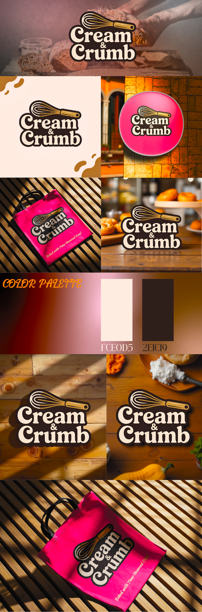 Cream and Crumb Logo Design bakery branding business design graphic design logo