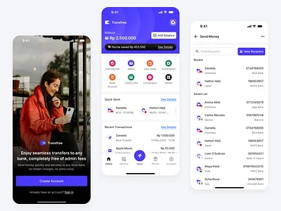 Transfree - Seamless Bank Transfer App app design bank design finance mobile app mobile ui shots transfer ui ui design