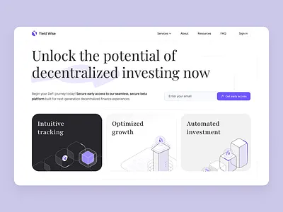 Yield Wise home page concept b2b b2c blockchain crypto design fintech flat hero home landing layo page saas studio ui ux