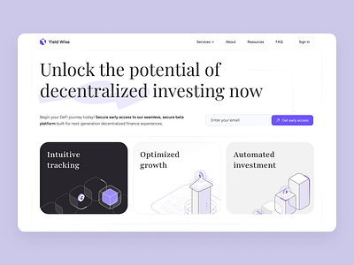 Yield Wise home page concept b2b b2c blockchain crypto design fintech flat hero home landing layo page saas studio ui ux