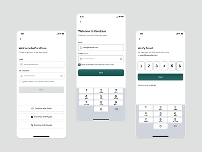 Seamless Onboarding Screens App Design app app design app experiences app uiux branding careease app caregiver app clean ui graphic design healthcare provider illustration locum app login lokum app medical mobile app mobile app design onboarding screens signup uiux