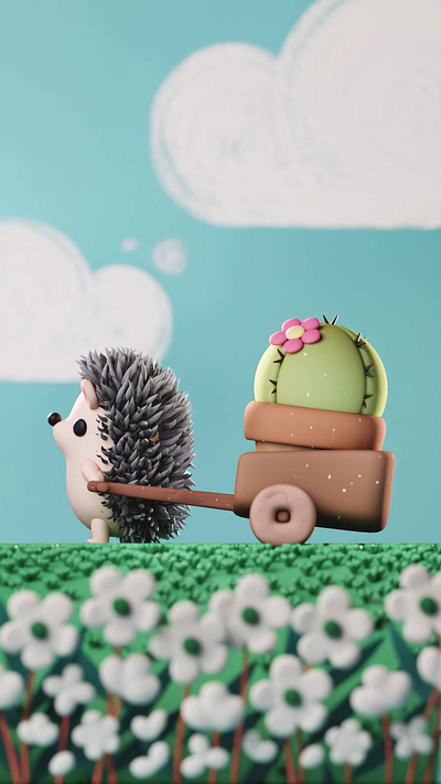 Cactus and Hedgehog 3d 3d animation 3d character 3d illustration animation blender branding character animation character design illustration motion graphics