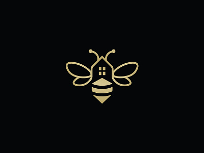 Bee house logo bee construction home house illustration logo real estate vector