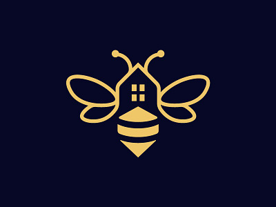 Bee house logo bee construction home house illustration logo real estate vector